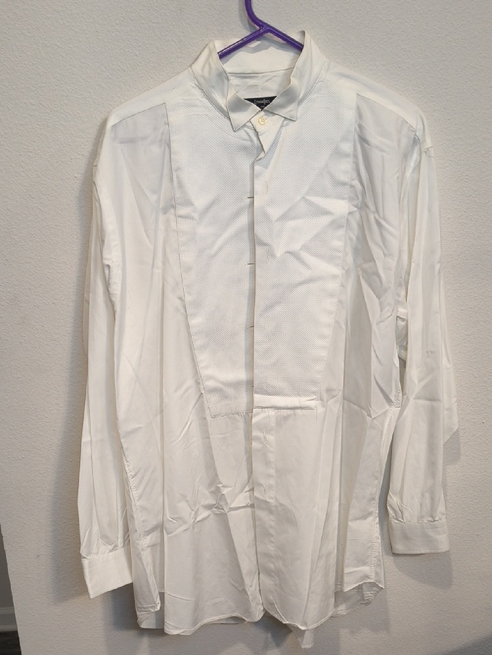 Gitman Brothers White Long-Sleeve Dress Shirt with Tuxedo Bib 16-34